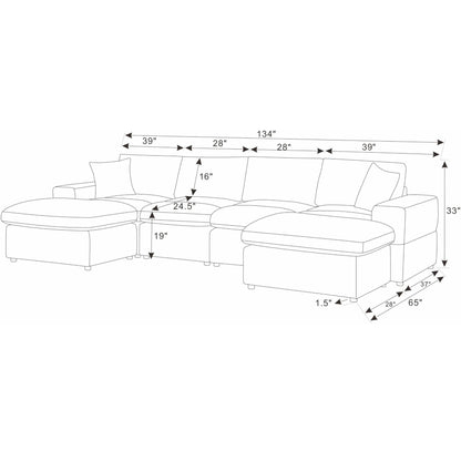 Upholstered Symmetrical Modular Sectional With 6 Seating Home Essentials