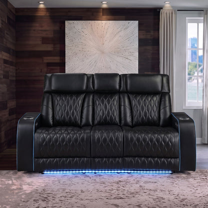 Electra - Power Reclining Sofa With Power Headrests, Drop Down Table, Reading Light, Massage, LED Lighting And USB Control Matrix Furniture Group