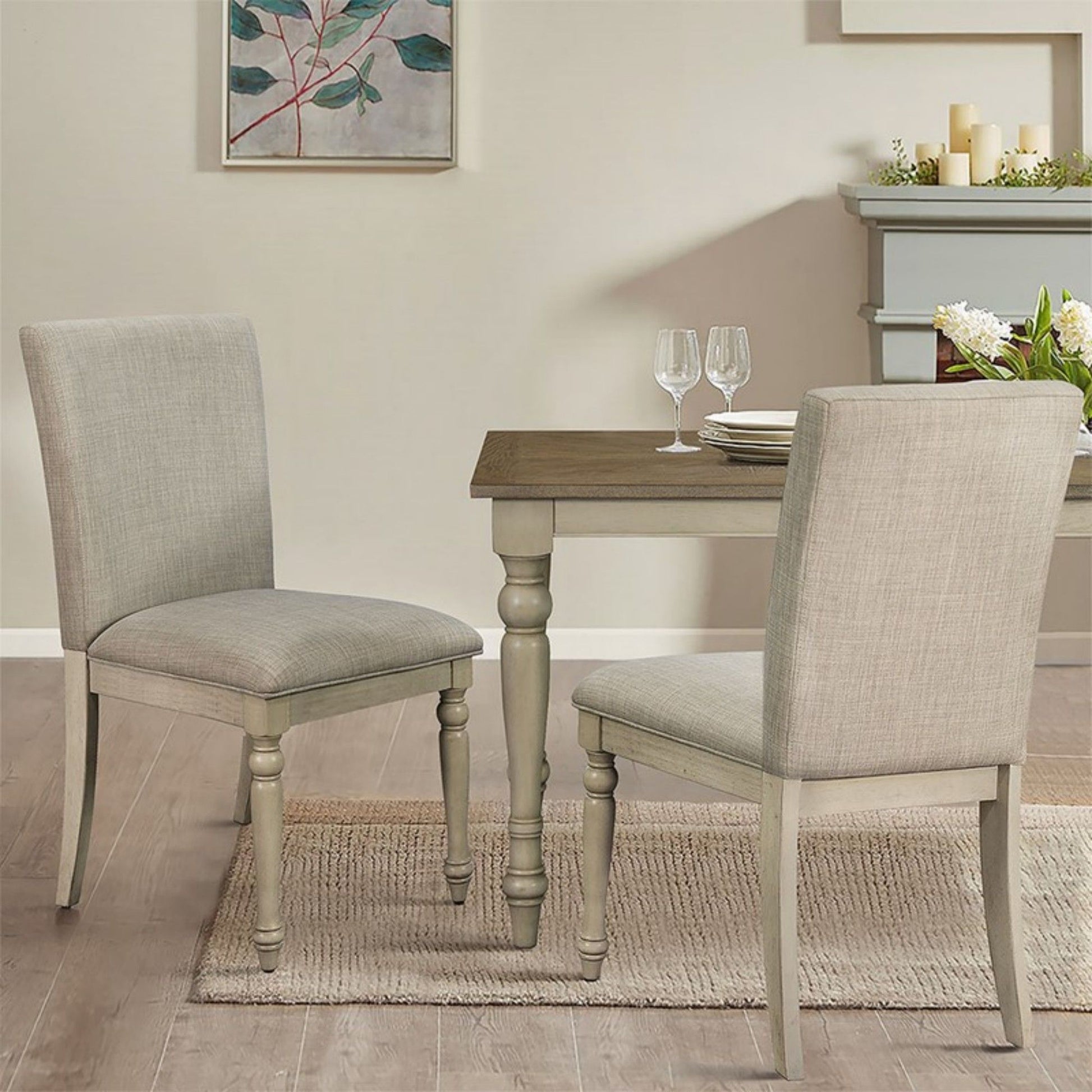 Fiona - Upholstered Dining Chair With Turned Legs (Set of 2) - Light Gray JLA