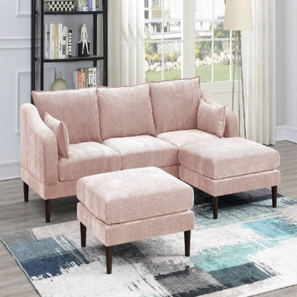 Modular L-Sectional Set With Ottomans - Pink Home Essentials