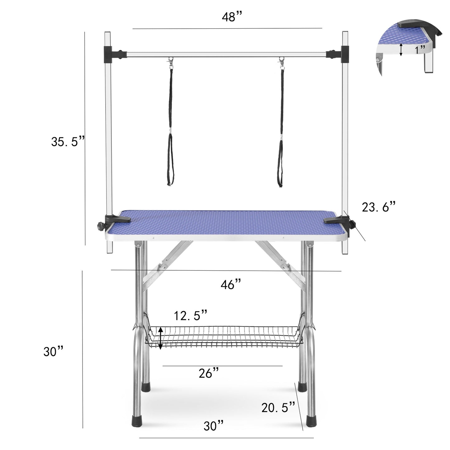 Large Size Grooming Table For Pet Dog And Cat With Adjustable Arm And Clamps Large Heavy Duty Animal Grooming Table - Blue Daily Nest