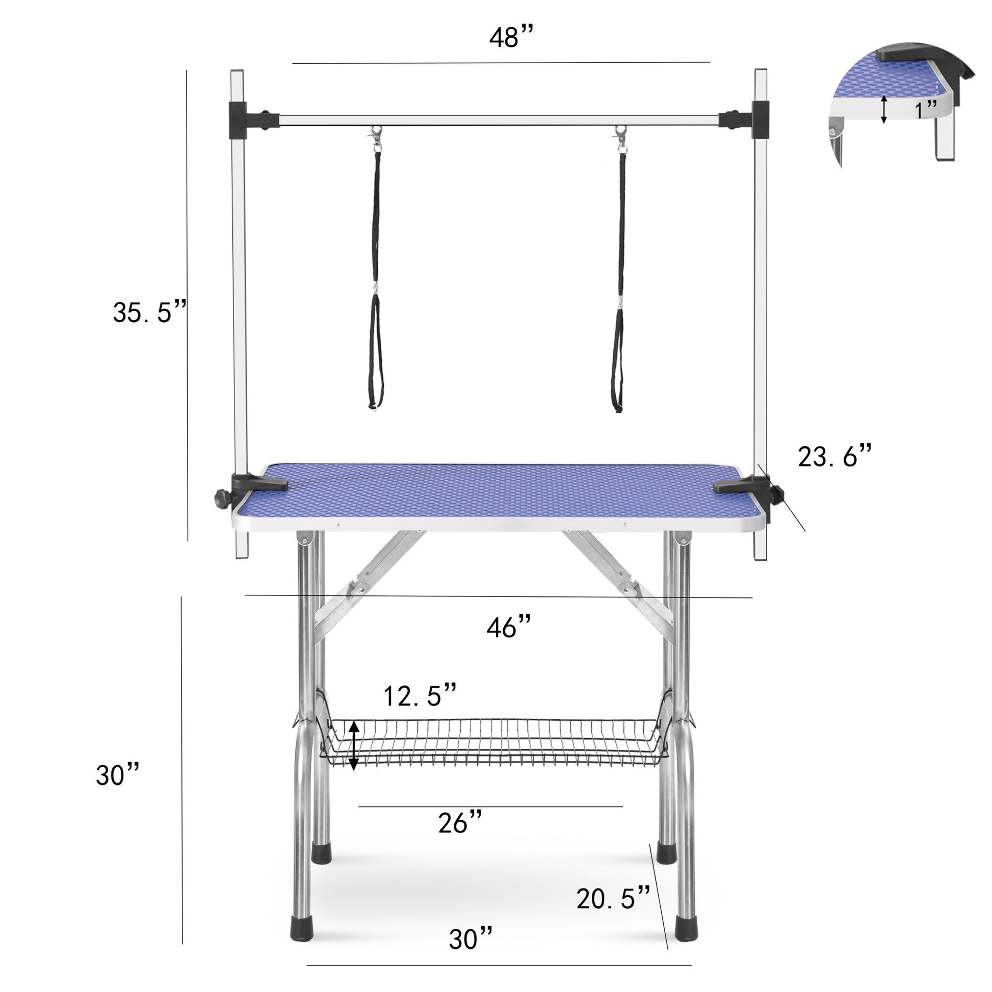 Large Size Grooming Table For Pet Dog And Cat With Adjustable Arm And Clamps Large Heavy Duty Animal Grooming Table - Blue Daily Nest