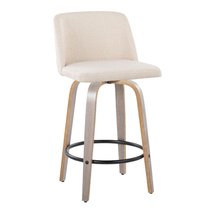Toriano - Contemporary Fixed Height Counter Stool With Swivel & Round Footrest (Set of 2) Lumi Source