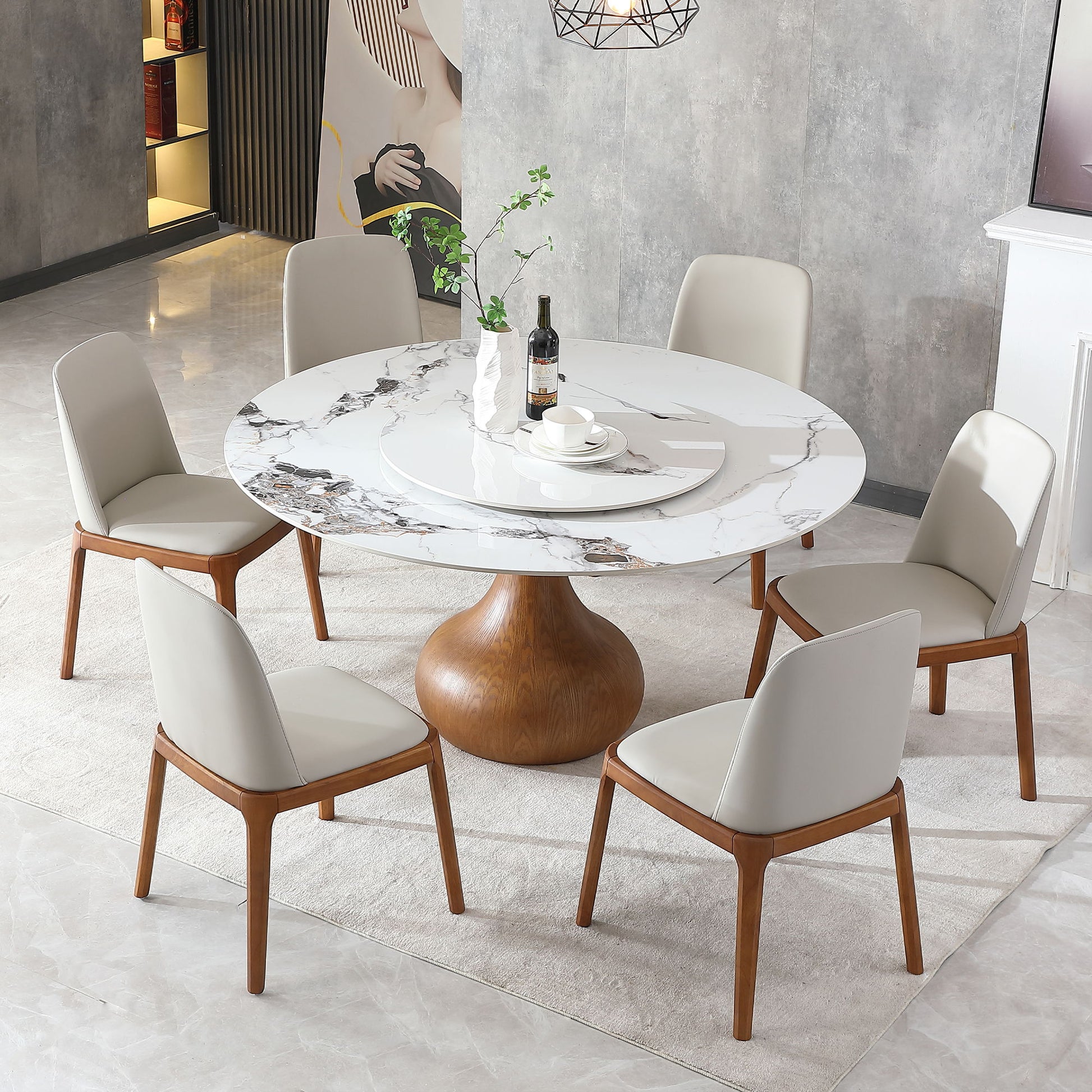 Round Modern Marble Dining Table With Chairs Home Essentials
