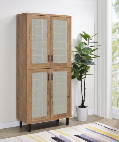Teller - 4-Door Tall Shoe Storage Cabinet - Natural Oak Coaster Fine Furniture
