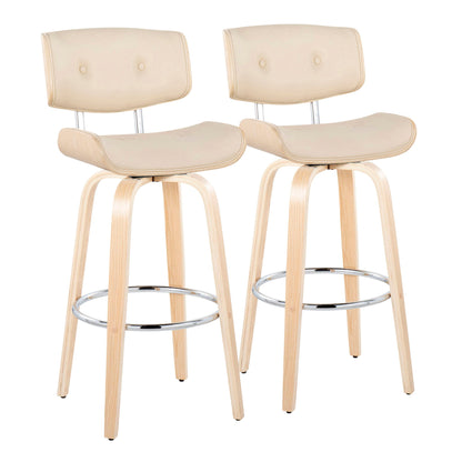 Lombardi - Mid Century Modern Fixed Height Barstool With Swivel With Round Footrest (Set of 2) Lumi Source