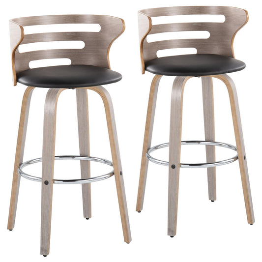 Cosini - Mid Century Modern Fixed Height, Barstool With Swivel With Round Footrest (Set of 2) Lumi Source