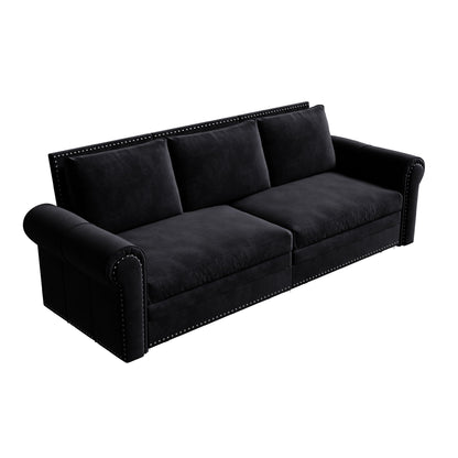 3 In 1 Convertible Sleeper Sofa With Nailhead Trim & Rolled Arm Home Essentials