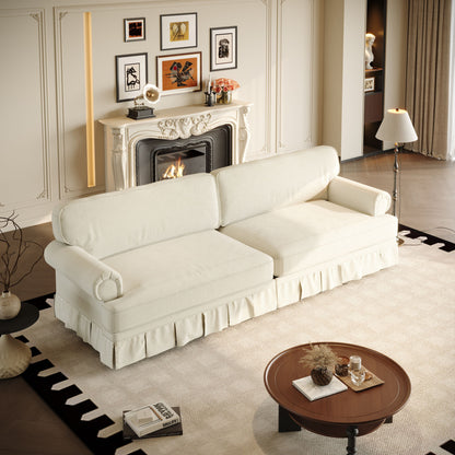 Luxuriously Comfortable Cloud Couch Sofa With Elegant Rolled Arms & Pleated Skirt Design Home Essentials