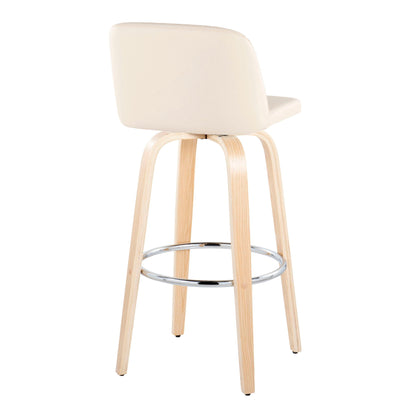 Toriano - Contemporary Fixed Height Barstool & Swivel With Round Footrest (Set of 2) Lumi Source