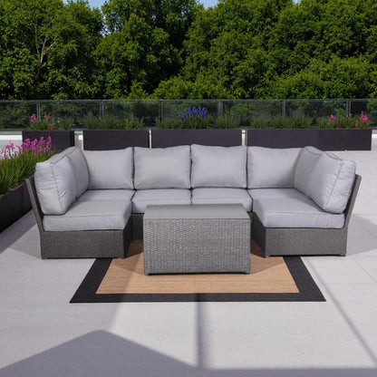 Comfortable Modern Patio Rattan Sectional Set With Cushions LSI Patio Furniture