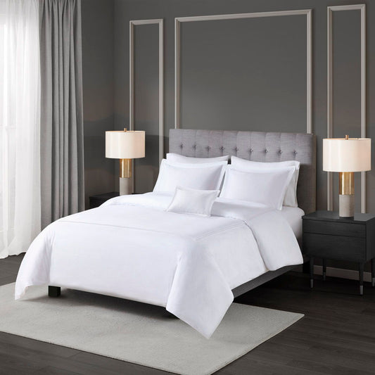 500 Thread Count Luxury - King Sateen Embroidered Duvet Cover Set - White Madison Park Signature