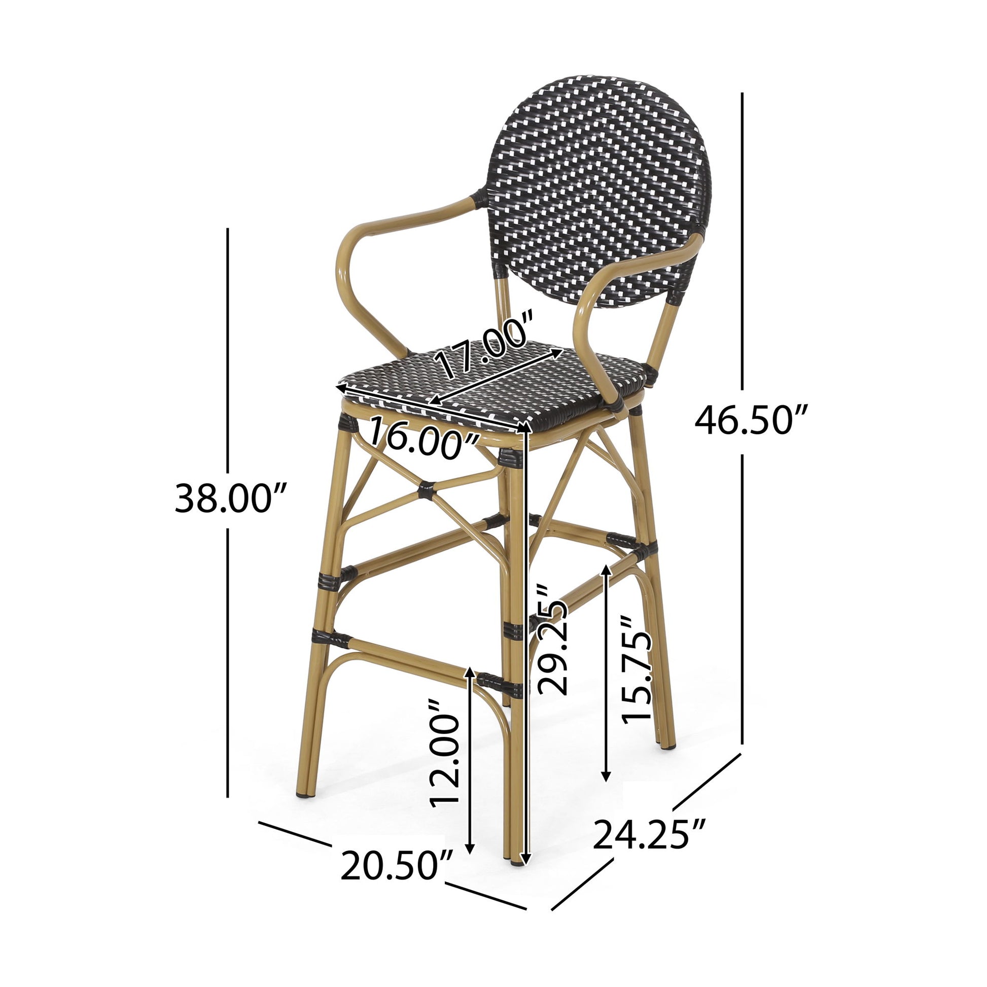 Outdoor Wicker And Aluminum French Barstools (Set of 2) Noble House