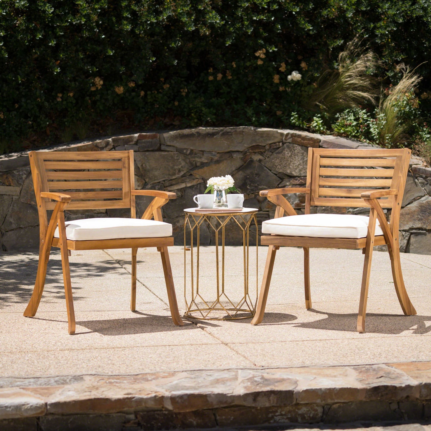 Dining Chair With Water Resistant Cushion - Teak Noble House