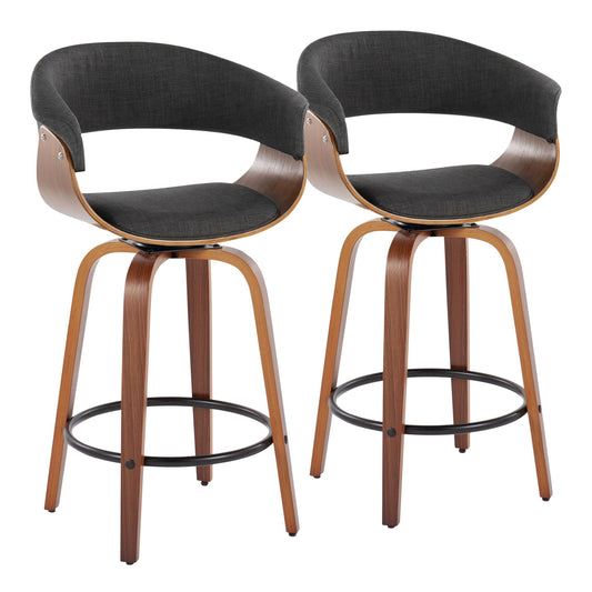 Vintage Mod - Mid Century Modern Fixed Height Counter Stool & Swivel With Round Footrest (Set of 2) Lumi Source