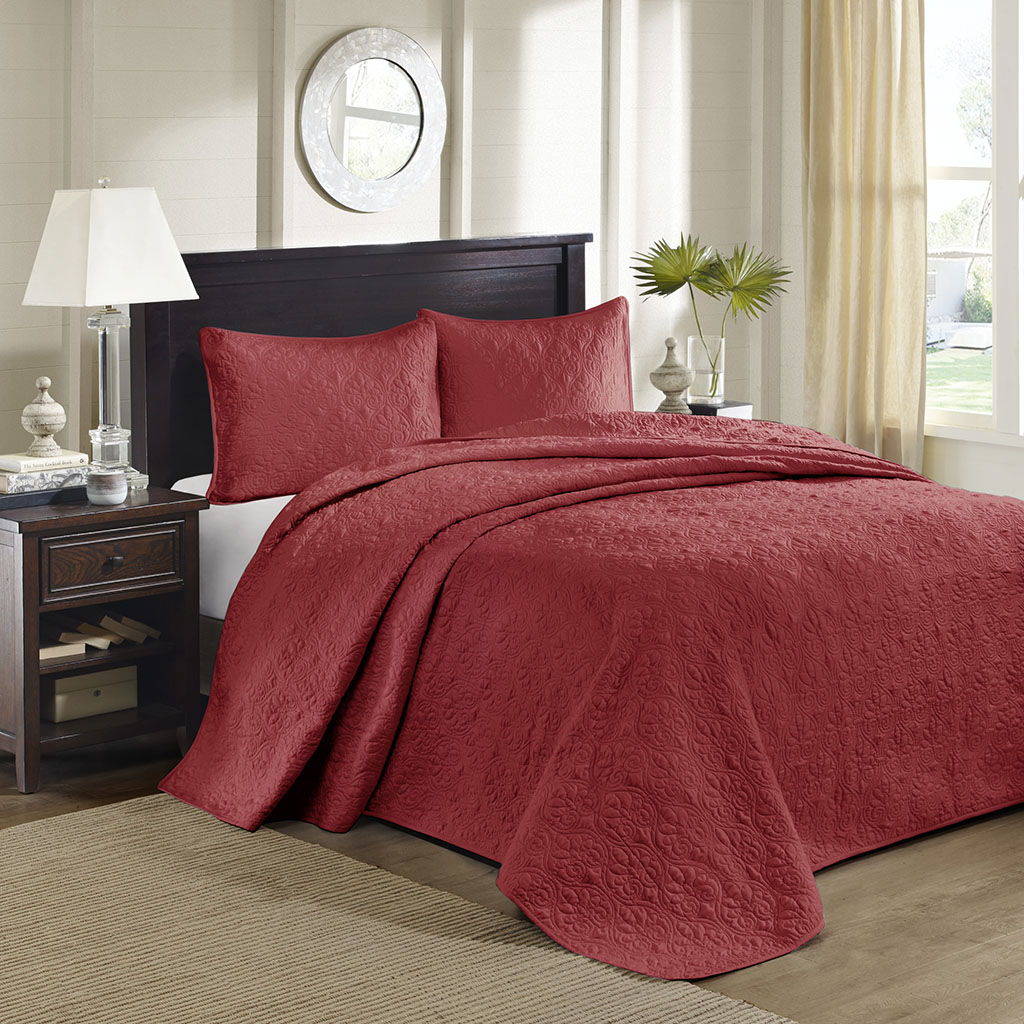 Quebec - Queen Reversible Bedspread Set - Red