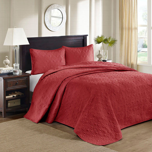 Quebec - King Reversible Bedspread Set - Red Madison Park