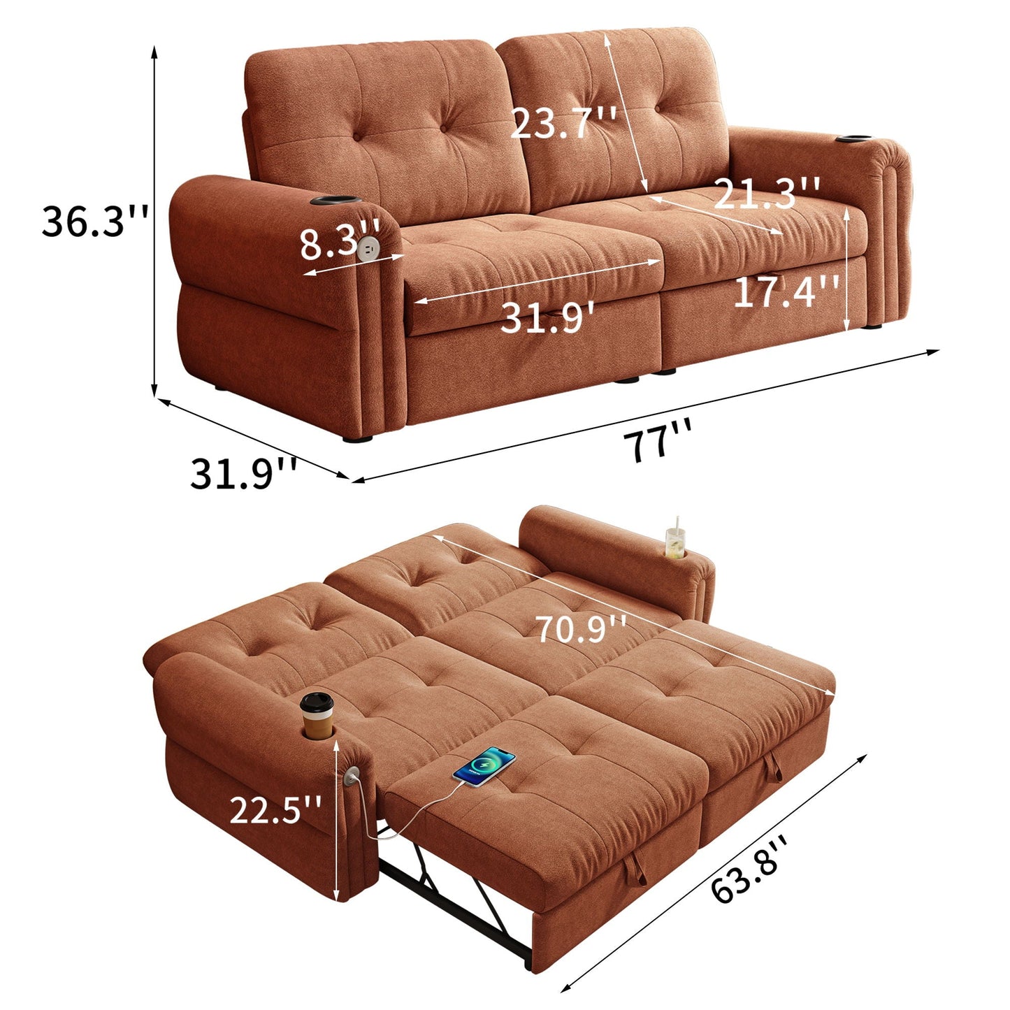 Cloud Like Convertible Sofa Bed With For Living Room Home Essentials