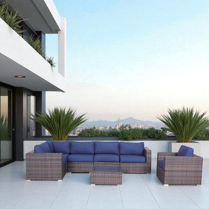Wicker Seating Group Set With Table And Cushions LSI Patio Furniture