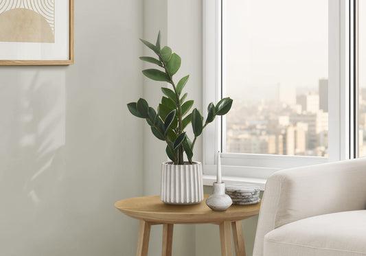 20" Tall, Artificial Plant, Zz, Indoor, Faux, Fake, Table, Greenery, Potted, Real Touch, Decorative - Green / Gray 8th Street