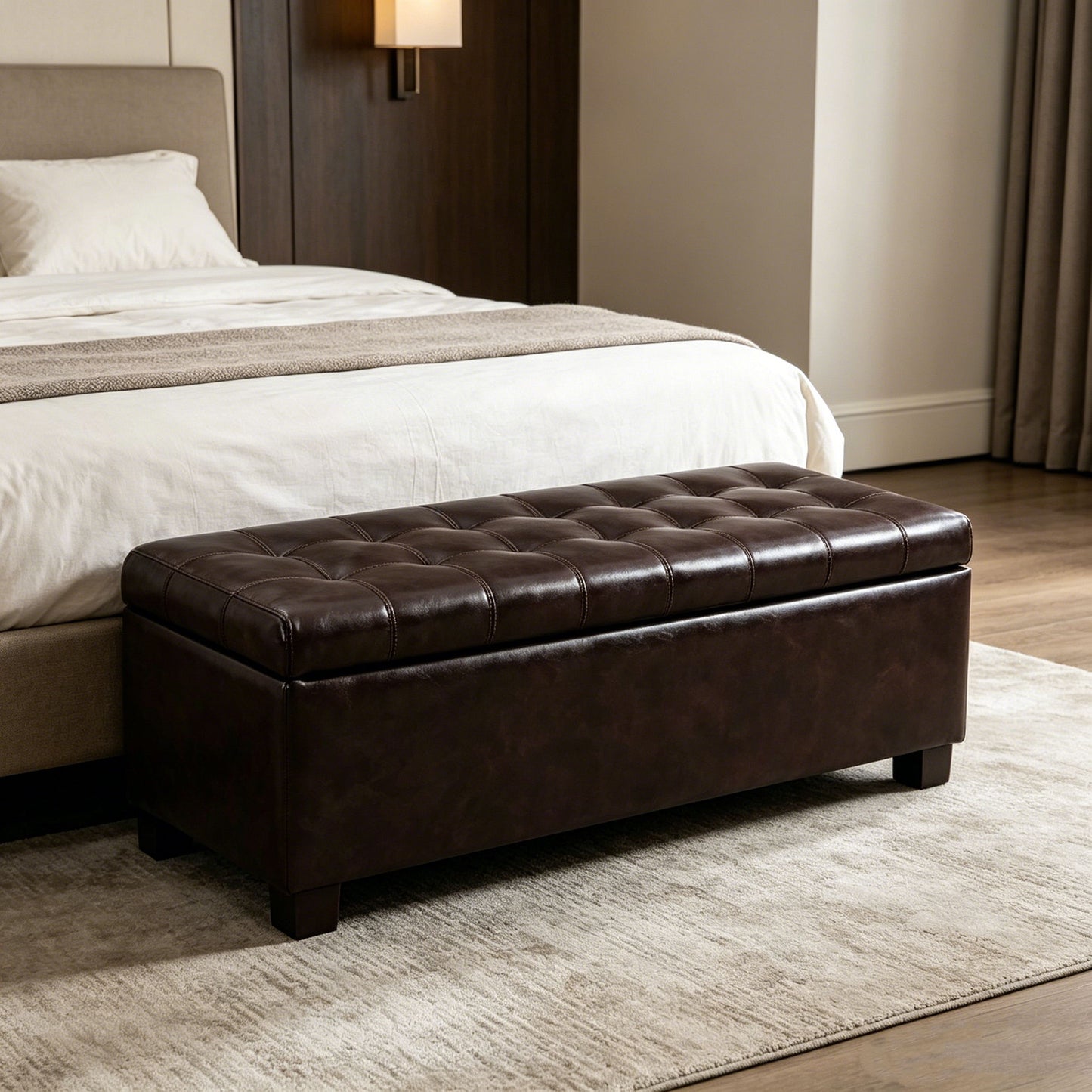 Elegant Tufted Storage Ottoman Bench Home Essentials