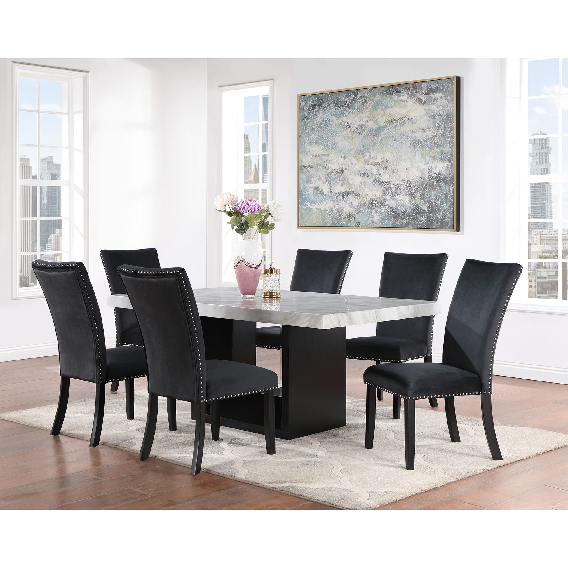 Sheena - 5 Pieces Dining Table Set - Black Global Furniture USA
