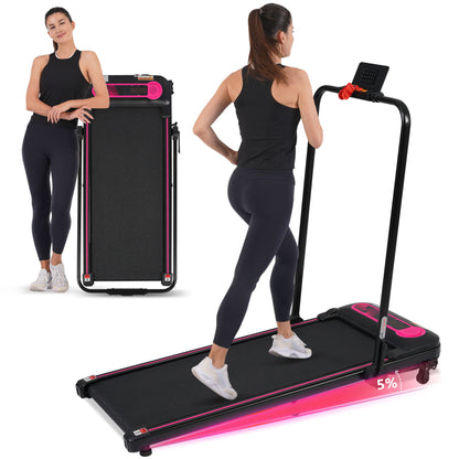 Folding Walking Pad Under Desk Treadmill For Home 2 Ways To Adjust Speed - Pink / Black Daily Nest