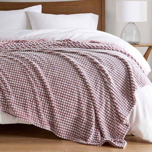 Carved Plush - Twin Blanket - Red