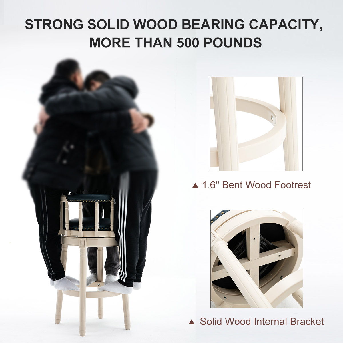 Leather Wooden Bar Stool Home Essentials