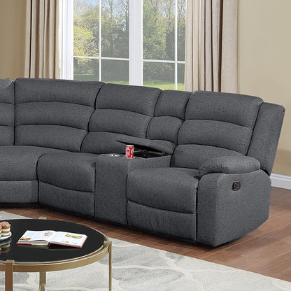 Manual Motion Reclining Loveseat 3 Piece Sectional Set With Console Storage And Cup Holders Home Essentials