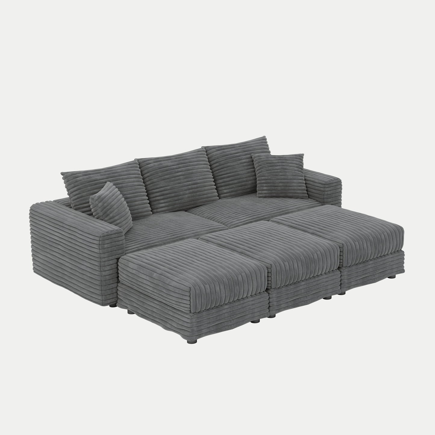 Convertible Deep Seat Sofa With Soft Pillows And Ottomans Home Essentials