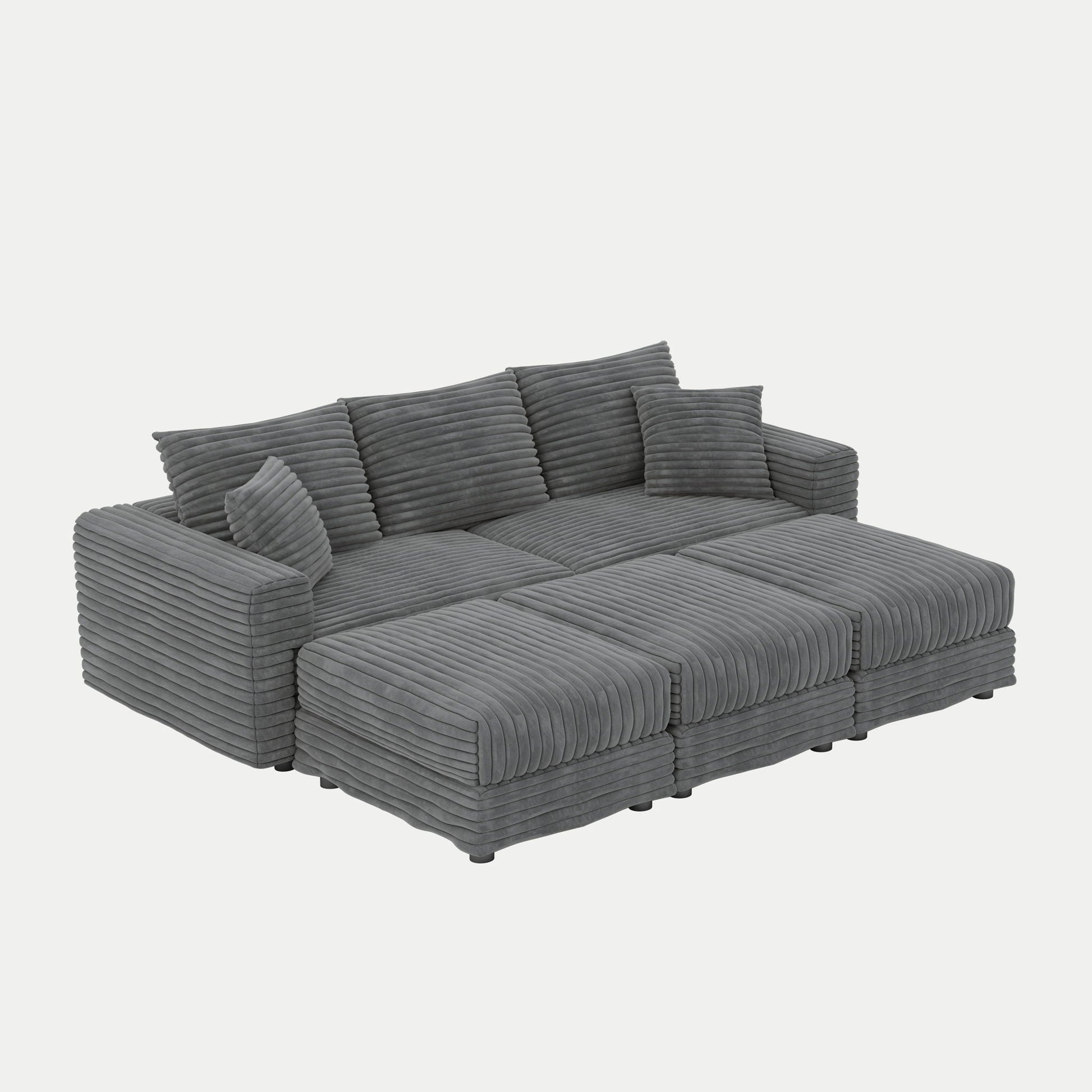 Convertible Deep Seat Sofa With Soft Pillows And Ottomans Home Essentials