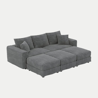 Convertible Deep Seat Sofa With Soft Pillows And Ottomans Home Essentials