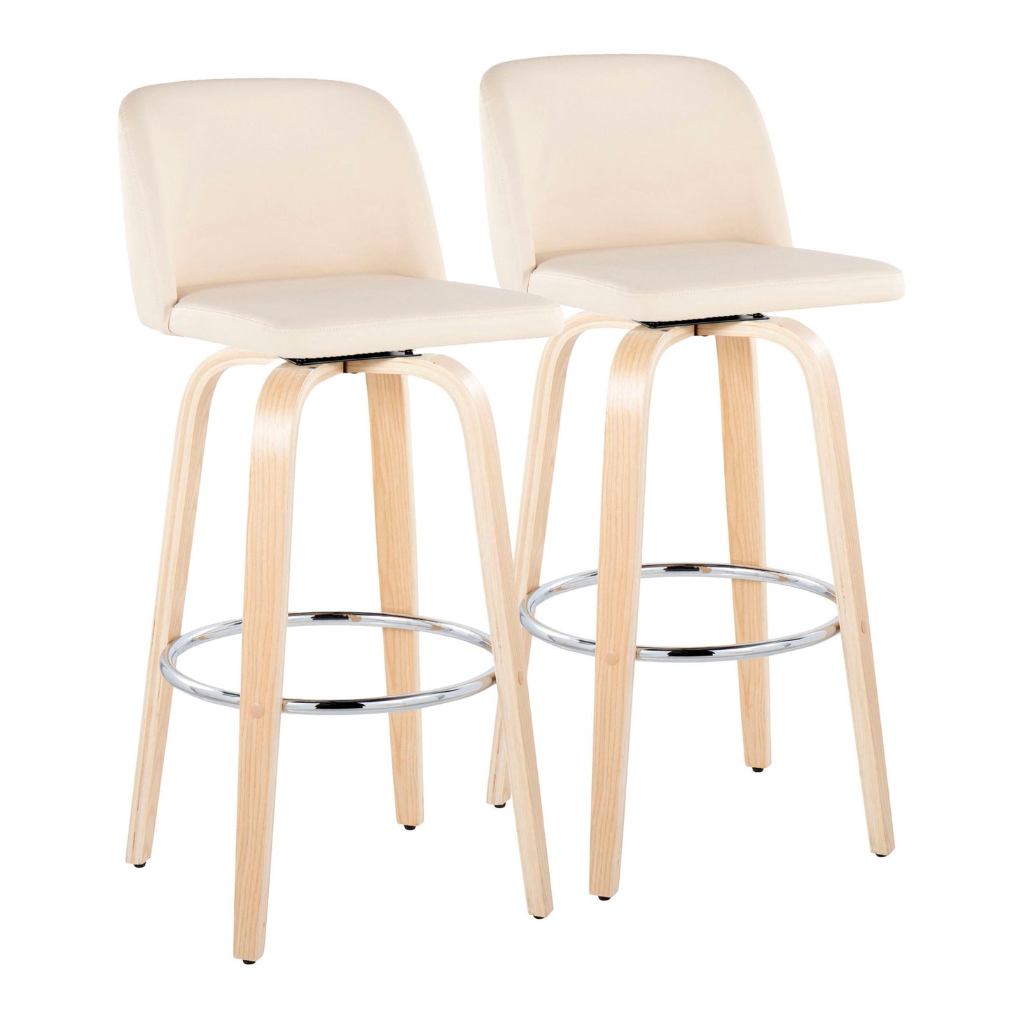 Toriano - Contemporary Fixed Height Barstool & Swivel With Round Footrest (Set of 2) Lumi Source