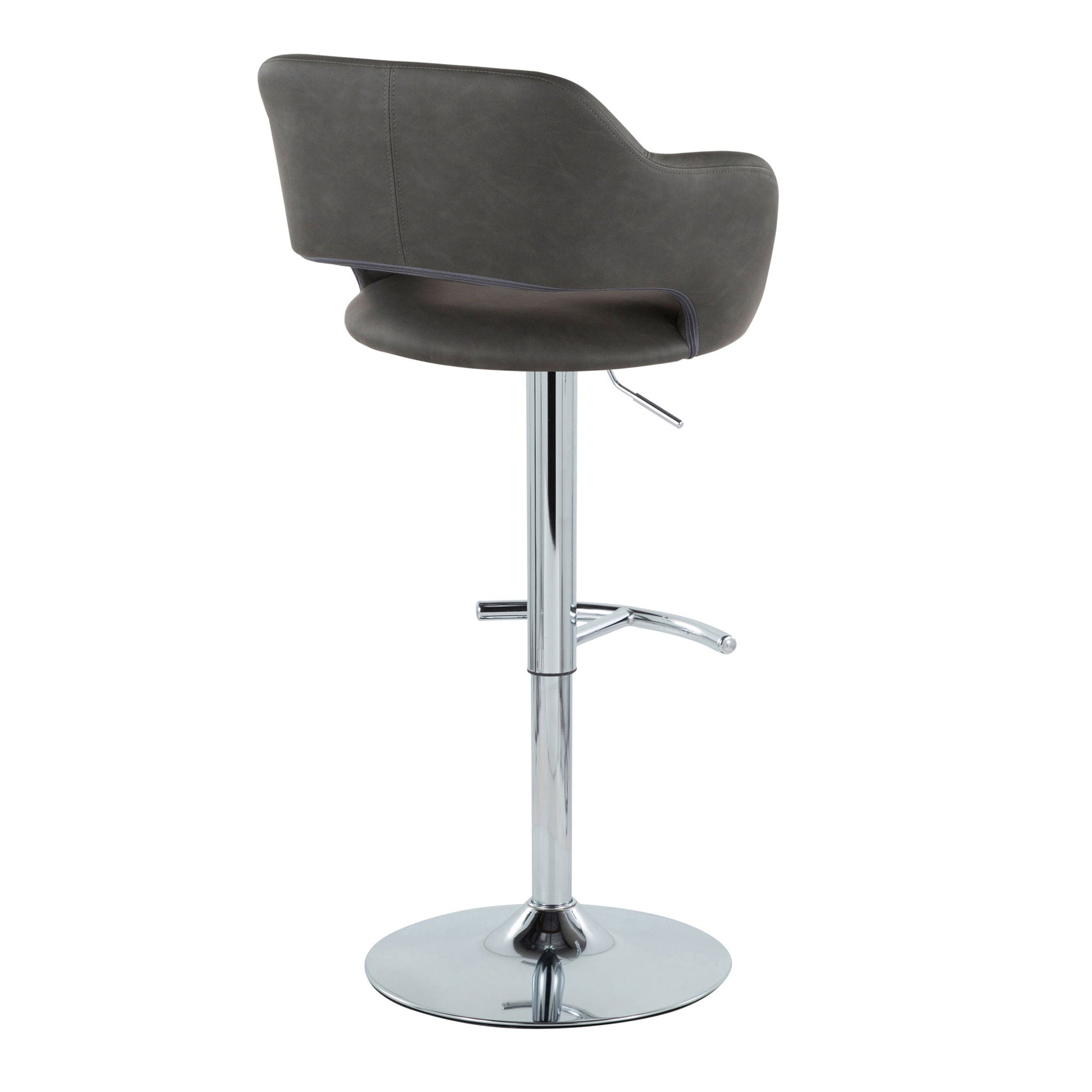 Margarite - Contemporary Ajustable Barstool With Swivel With Rounded T Footrest (Set of 2) Lumi Source