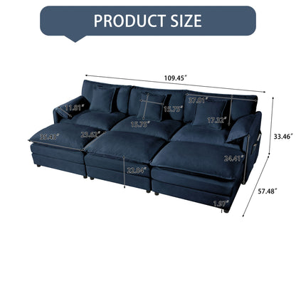 Modern Comfy Deep Seat Modular Sectional Sofa Cloud Couch With Ottoman Home Essentials