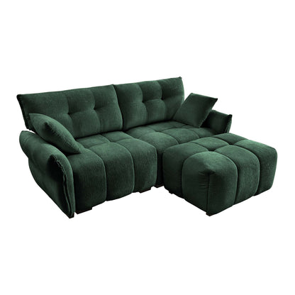 Sofa Set With Ottoman And Pillows, Textured, High Resilience Cushions Home Essentials