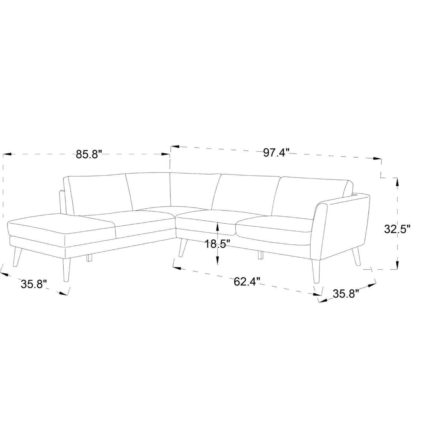 Benson - Sectional Sofa With Chaise Ashcroft Furniture