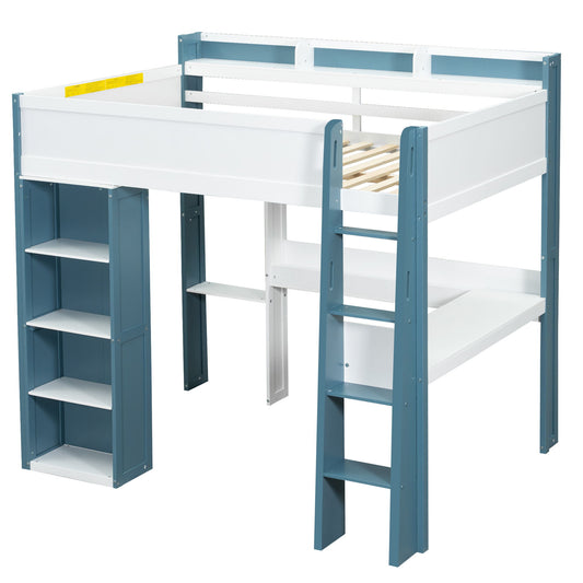 Loft Bed With Built In Storage Shelves, Clothes Rail, And Desk Hearth and Haven