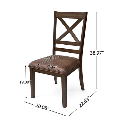 Country Style Dining Chairs (Set of 2) With Cross Back Design - Brown Noble House