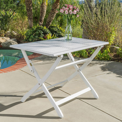 Blissique - Outdoor Foldable Wood Dining Table With Slat Design Noble House