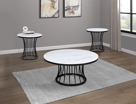 Hadley - 3-Piece Cocktail Table Set - White / Black Crown Mark