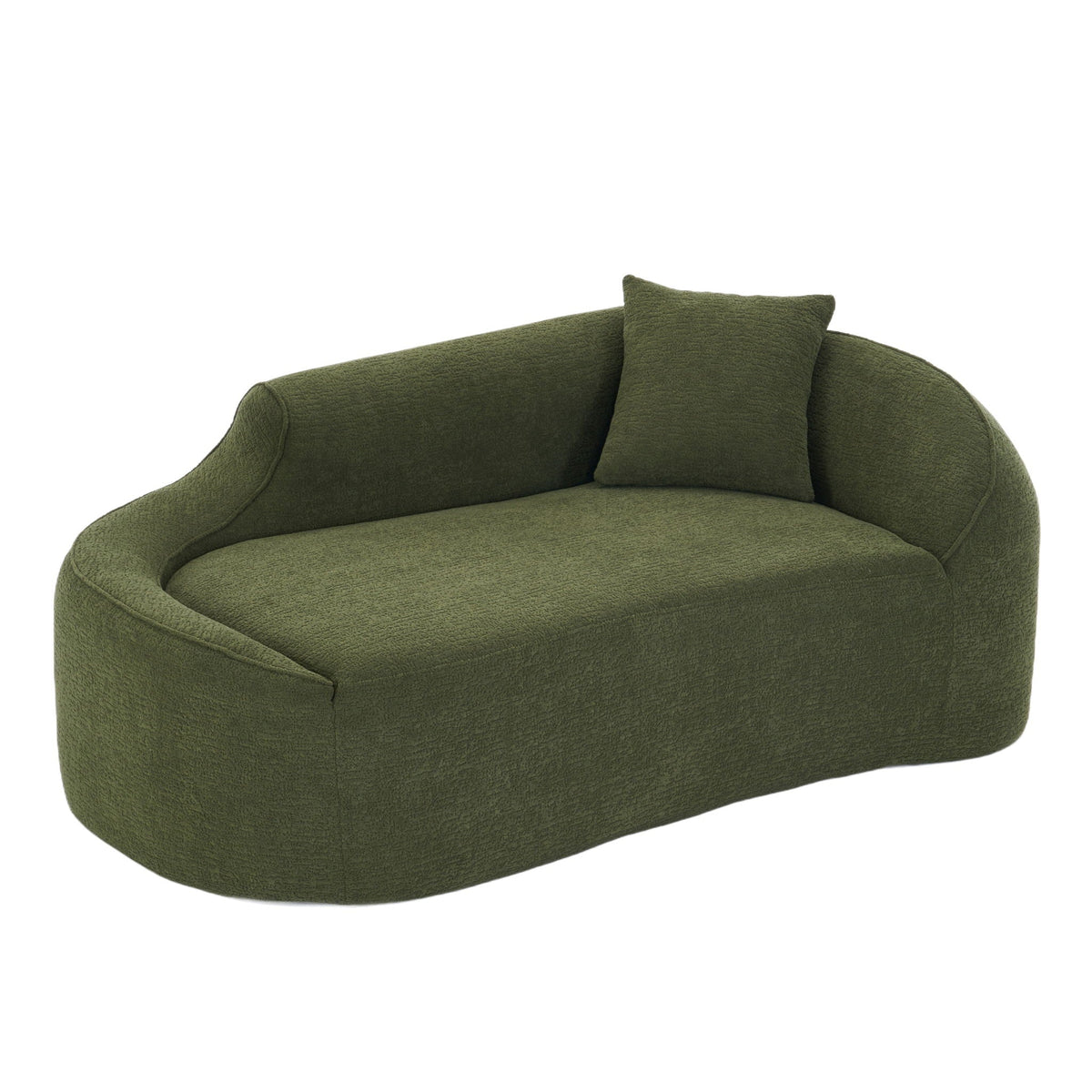Compression Curved Chaise Longue Chair Indoor Loveseat Sofa Bed With Deep Seat And Pillow - Green Home Essentials