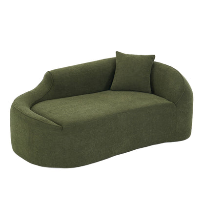 Compression Curved Chaise Longue Chair Indoor Loveseat Sofa Bed With Deep Seat And Pillow - Green Home Essentials