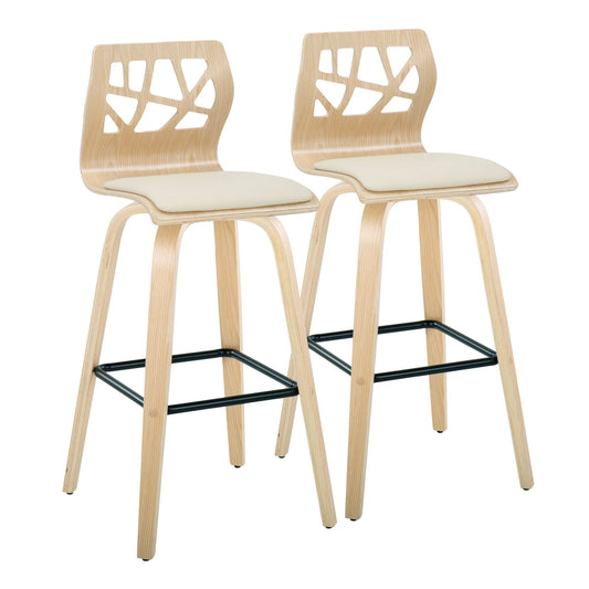Folia - Contemporary Fixed Height Stool With Swivel With Square Footrest (Set of 2) Lumi Source