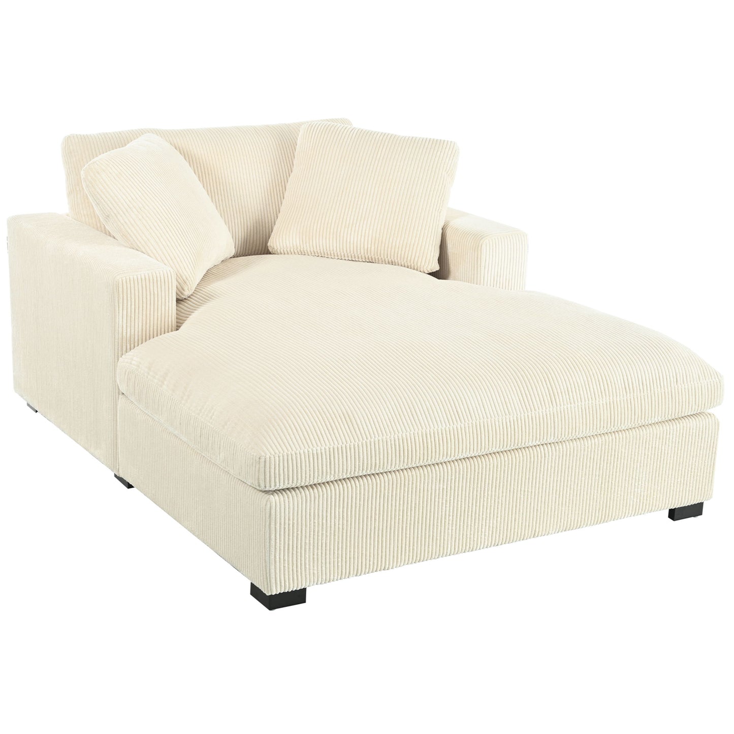 Oversized Chaise, Lounge Chair Classic Design, Soft Fabric, Durable Frame With Solid Wood Legs Noble House