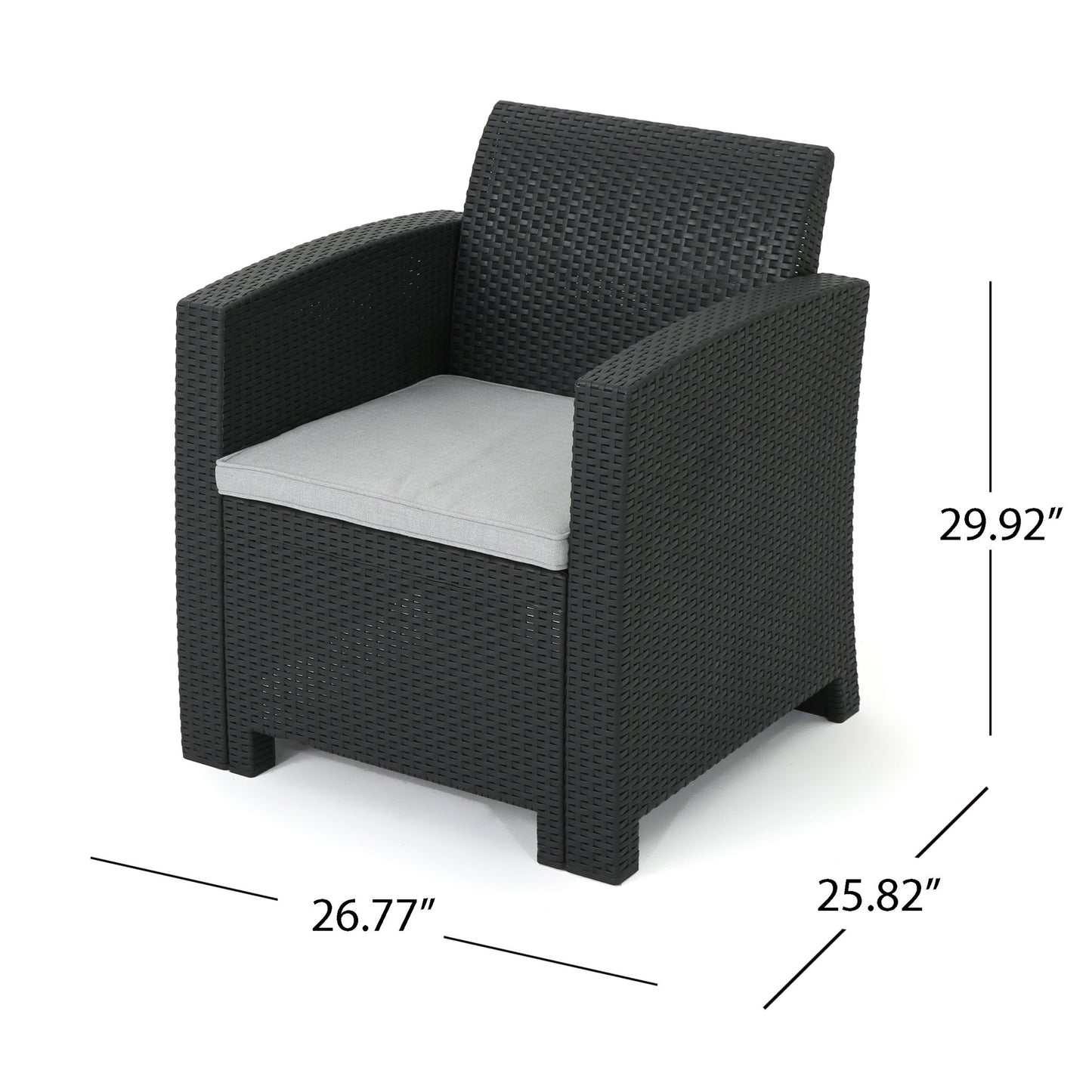 Velvora - Outdoor Wicker Set With 3 Seater Sofa, 2 Club Chairs, Coffee Table And Cushions - Brown Noble House