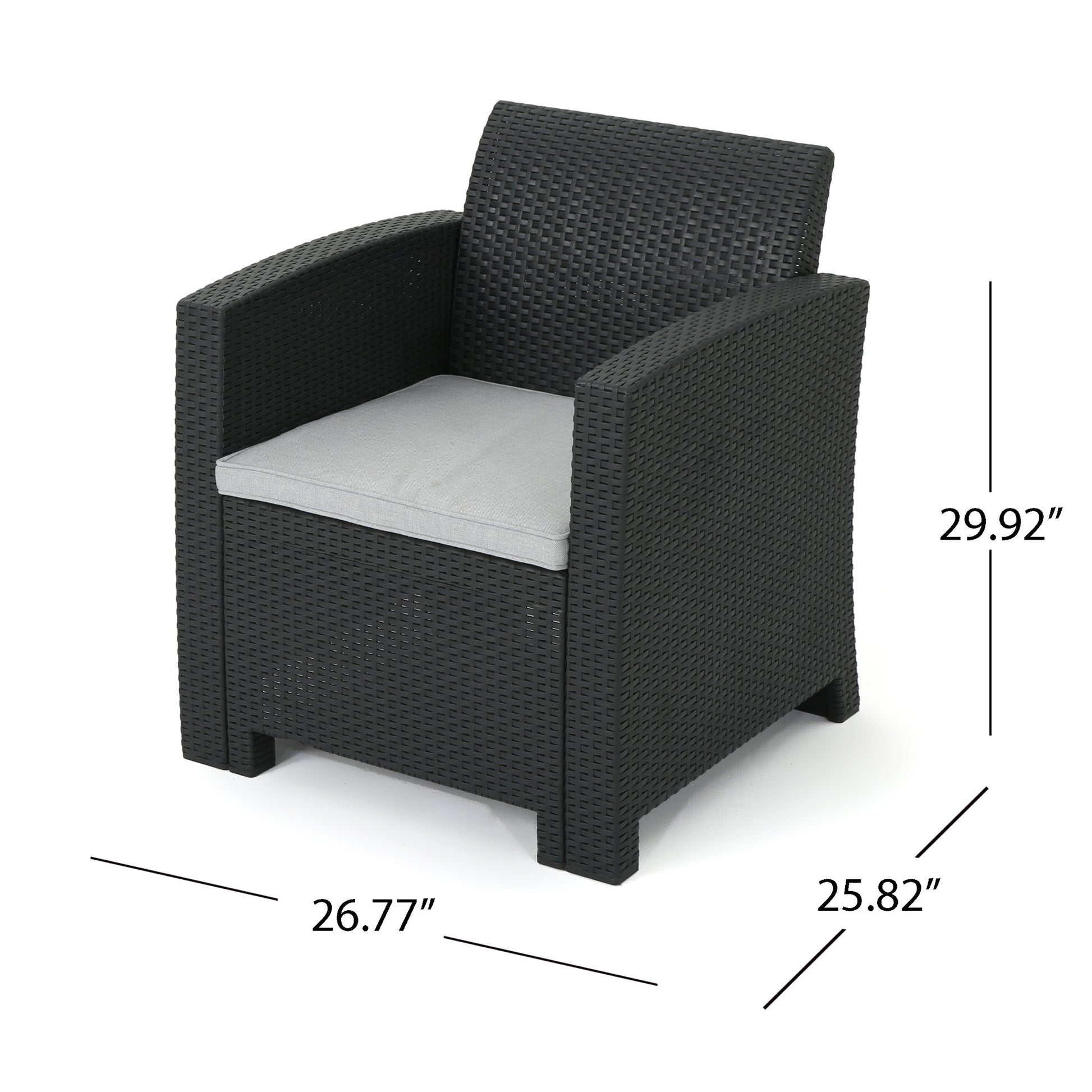 Velvora - Outdoor Wicker Set With 3 Seater Sofa, 2 Club Chairs, Coffee Table And Cushions - Brown Noble House