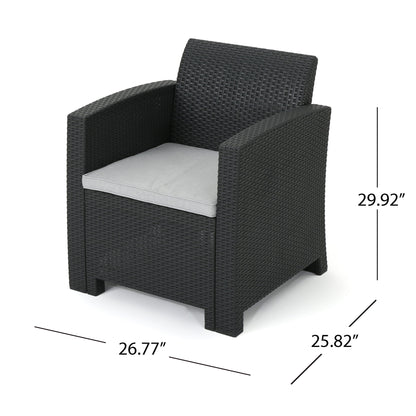 Velvora - Outdoor Wicker Set With 3 Seater Sofa, 2 Club Chairs, Coffee Table And Cushions - Brown Noble House