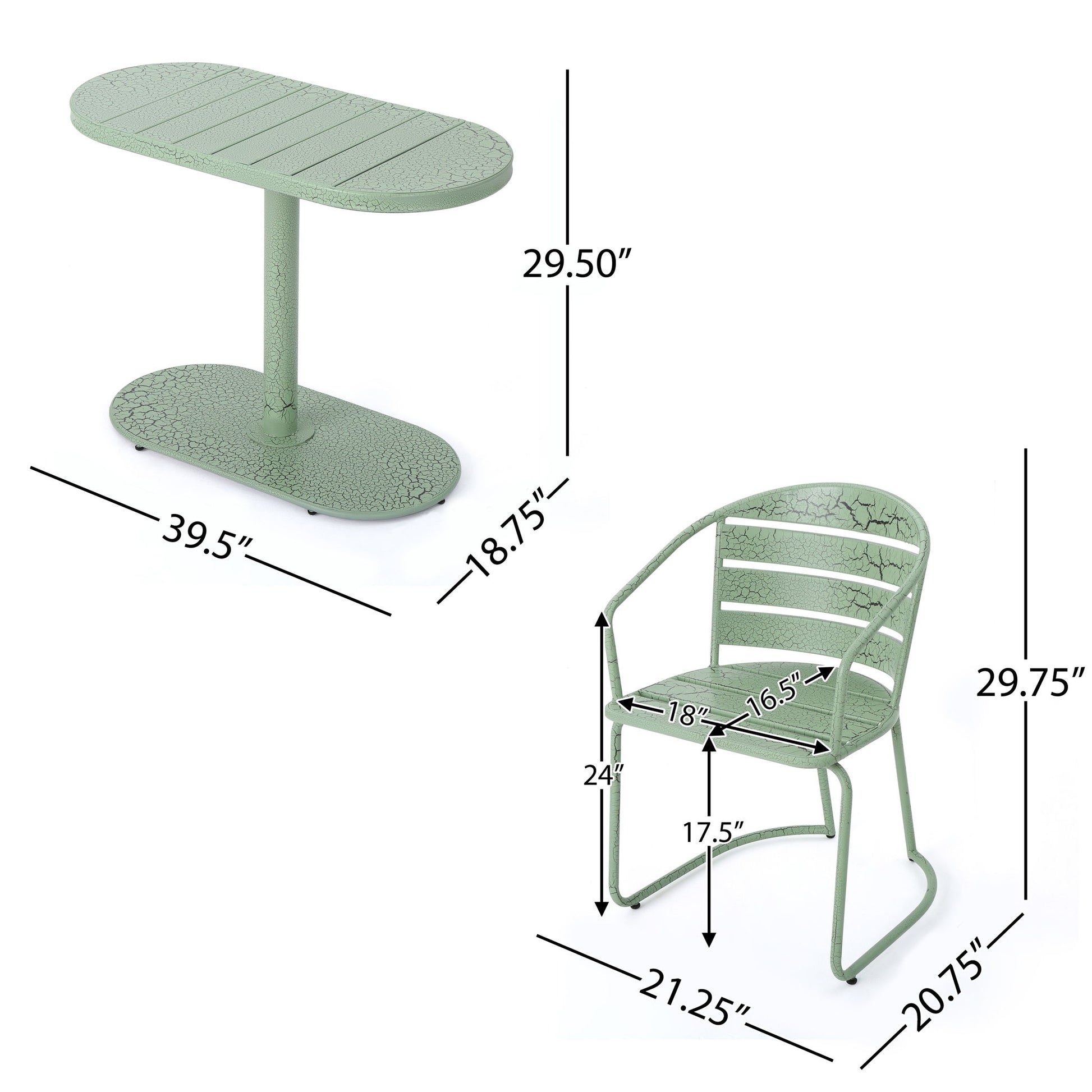 3 Piece Elegant Outdoor Bistro Set With 2 Chairs And Oval Table Noble House